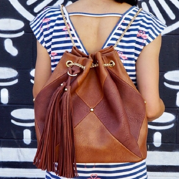 Pink Haley Handbags - NEW BROWN COLOR BLOCK BACKPACK SHOULDER BAG TOTE
